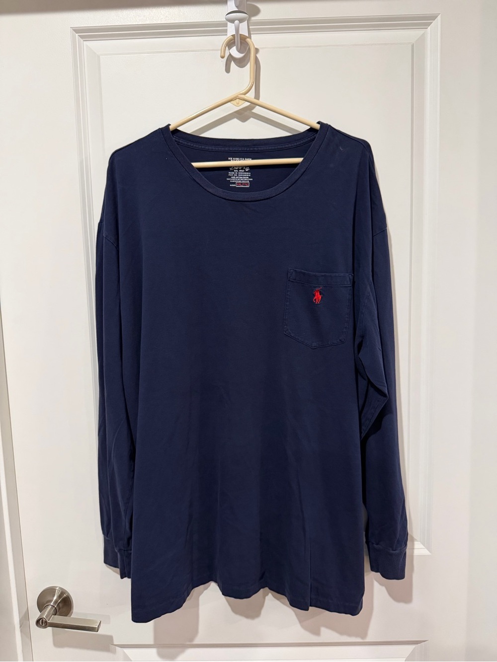 Polo by Ralph Lauren Navy Long-Sleeve Pocket Tee with Red Pony